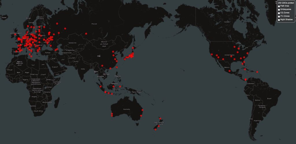 Map depicting contacts made on ANZAC Day 2025